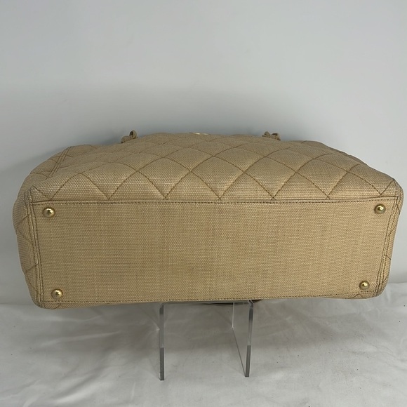 Chanel Large Grasscloth Linen Shoulder Handbag Tote Bag - Picture 7 of 14